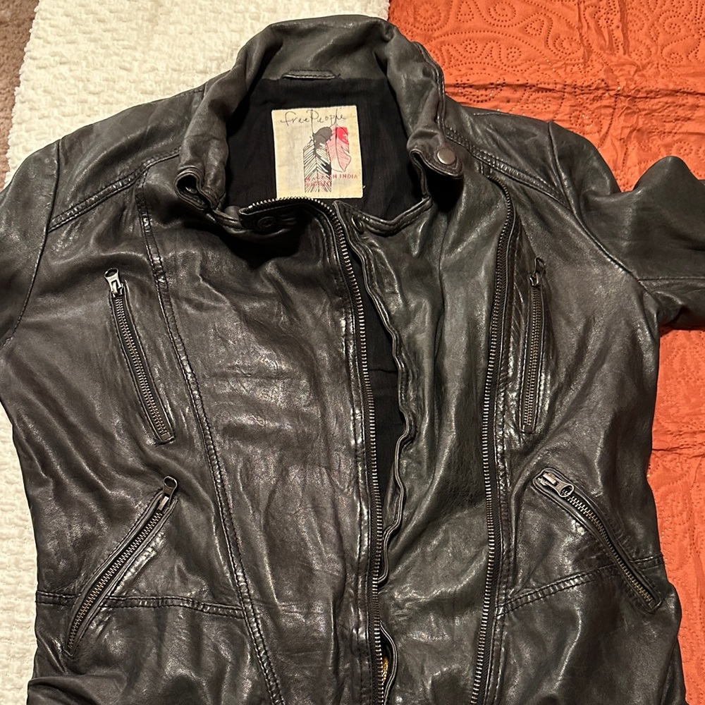 Free People Black Leather Jacket
